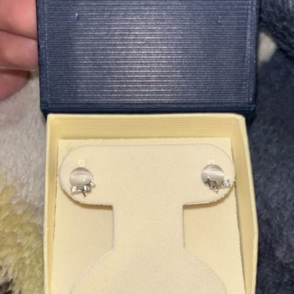 Silver-Toned Star Stud Earrings